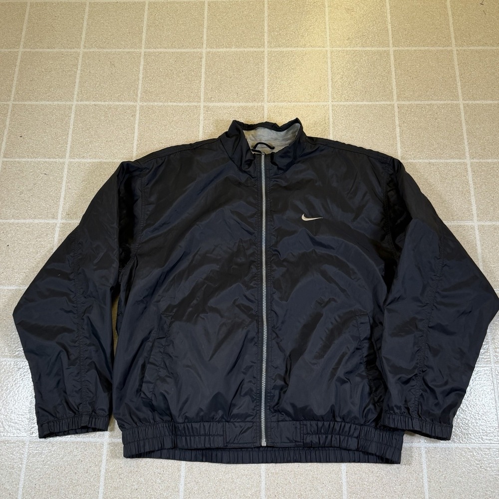 Vintage 90s Y2K Nike Windbreaker Jacket Full Zip Black Size Large